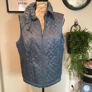 Laura Ashley Sleeveless Quilted Zip Up Lined Vest Size Petite PXL